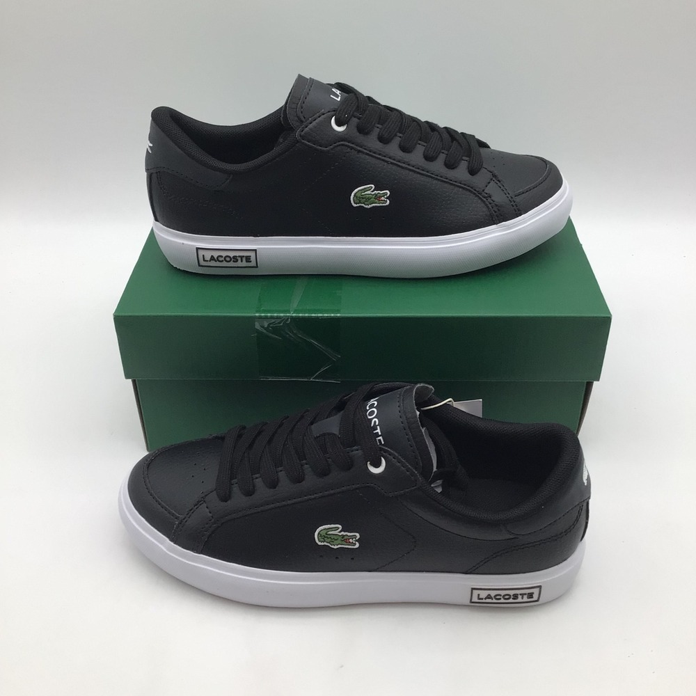 Lacoste Powercourt 222 6 SFA Womens Black Leather Sneakers Size 6 NEW